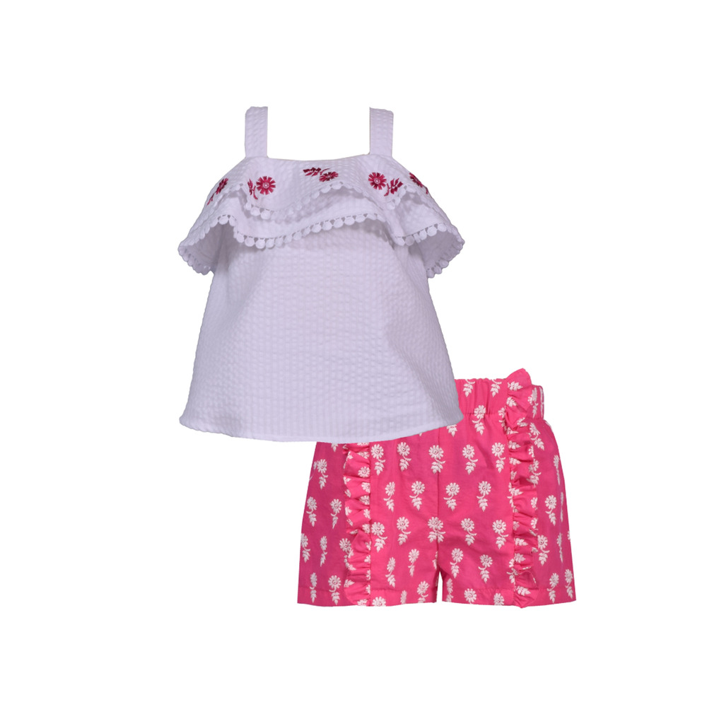 Bonnie Baby Baby Girls Seersucker Top Ruffled Shorts Pink Size 3-6M 5290